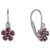 Silver earrings with czech garnet, rhodium plated - flower                                          