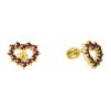 Silver earrings with czech garnet, gold plated - heart                                              