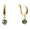 Silver earrings with czech garnet-kul, gold plated - line                                           
