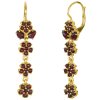 Silver earrings with czech garnet, gold plated - flower                                             