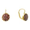 Silver earrings with czech garnet, gold plated - circle                                             
