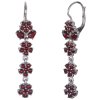Silver earrings with czech garnet, rhodium plated - flower                                          