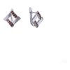 Silver earrings with czech garnet, rhodium plated - square                                          