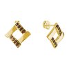 Silver earrings with czech garnet, gold plated - square                                             