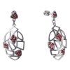Silver earrings with czech garnet, rhodium plated - oval                                            