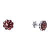 Silver earrings with czech garnet, rhodium plated - flower                                          
