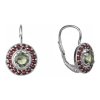 Silver earrings with czech garnet and moldavite, rhodium plated - circle                            