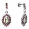 Silver earrings with czech garnet and moldavite, rhodium plated - tip                               