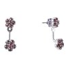Silver earrings with czech garnet, rhodium plated - flower                                          