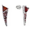 Silver earrings with czech garnet, rhodium plated - triangle                                        