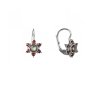 Silver earrings with czech garnet, rhodium plated - flower                                          