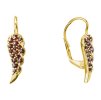 Silver earrings with czech garnet, gold plated - wing                                               