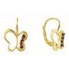 Silver earrings with czech garnet, gold plated, animal - butterfly                                  