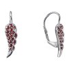 Silver earrings with czech garnet, rhodium plated - wing                                            