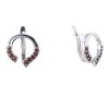 Silver earrings with czech garnet, rhodium plated - circle                                          