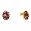 Silver earrings with czech garnet, gold plated - oval                                               
