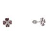 Silver earrings with czech garnet, rhodium plated - four-leaf clover                                