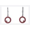 Silver earrings with czech garnet, rhodium plated - circle                                          