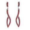 Silver earrings with czech garnet, rhodium plated - wave                                            
