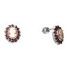 Silver earrings with czech garnet and cameo, rhodium plated - oval                                  