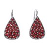 Silver earrings with czech garnet, rhodium plated - drop                                            