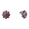 Silver earrings with czech garnet, rhodium plated - flower                                          