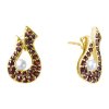 Silver earrings with czech garnet and pearl, gold plated                                            