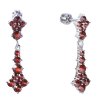 Silver earrings with czech garnet, rhodium plated                                                   