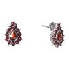 Silver earrings with czech garnet, rhodium plated - drop                                            