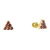 Silver earrings with czech garnet, gold plated - triangle                                           