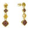 Silver earrings with czech garnet, gold plated - square                                             