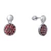 Silver earrings with czech garnet, rhodium plated - circle                                          