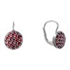 Silver earrings with czech garnet, rhodium plated - circle                                          