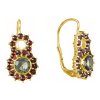 Silver earrings with czech garnet and moldavite, gold plated - flower                               