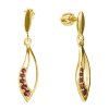 Silver earrings with czech garnet, gold plated - drop                                               