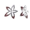 Silver earrings with czech garnet, rhodium plated - flower                                          