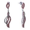 Silver earrings with czech garnet, rhodium plated - wave                                            