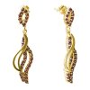 Silver earrings with czech garnet, gold plated - wave                                               