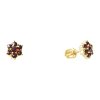 Silver earrings with czech garnet, gold plated - flower                                             