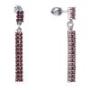 Silver earrings with czech garnet, rhodium plated - line                                            