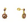 Silver earrings with czech garnet, gold plated - flower                                             