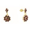 Silver earrings with czech garnet, gold plated - flower                                             