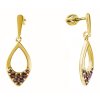 Silver earrings with czech garnet, gold plated - drop                                               
