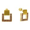 Silver earrings with czech garnet, gold plated - square                                             