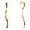 Silver earrings with czech garnet, gold plated - wave                                               