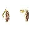 Silver earrings with czech garnet, gold plated - wave                                               