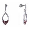 Silver earrings with czech garnet, rhodium plated - drop                                            