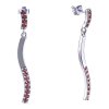 Silver earrings with czech garnet, rhodium plated - wave                                            