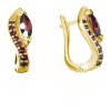 Silver earrings with czech garnet, gold plated - wave                                               