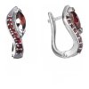 Silver earrings with czech garnet, rhodium plated - wave                                            